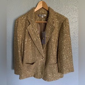 Jennifer Lopez Gold Sequin Button Hollywood Jacket Size L (runs small!) JL812607